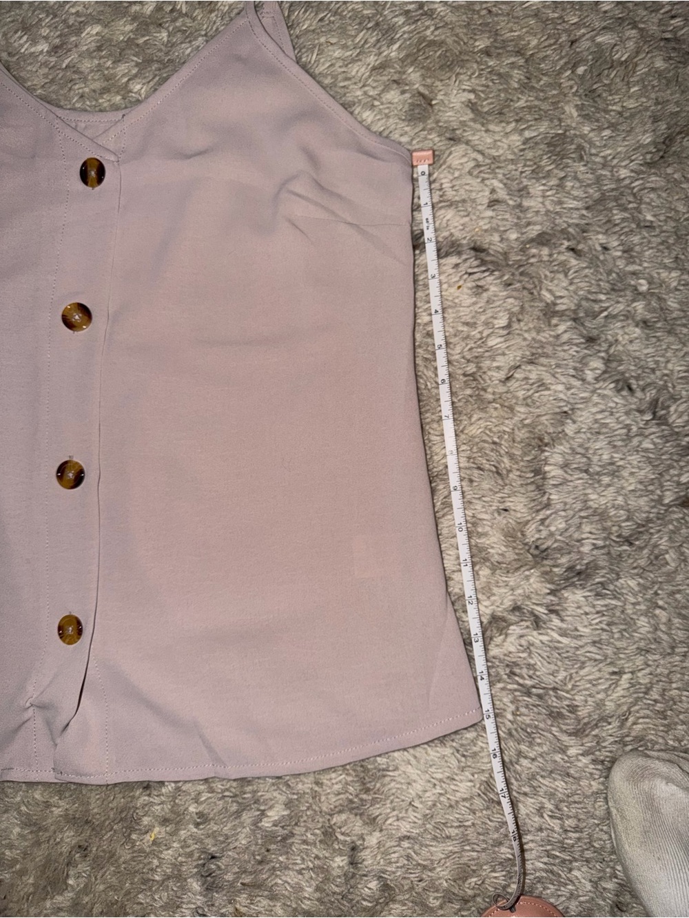 Women’s Spaghetti Strap Button-Front Tank Top - Dusty Mauve - Picture 7 of 7